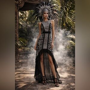 NEW BCBGMaxAzria “Sienna” Black & Gray High-Low Dress – Size 0